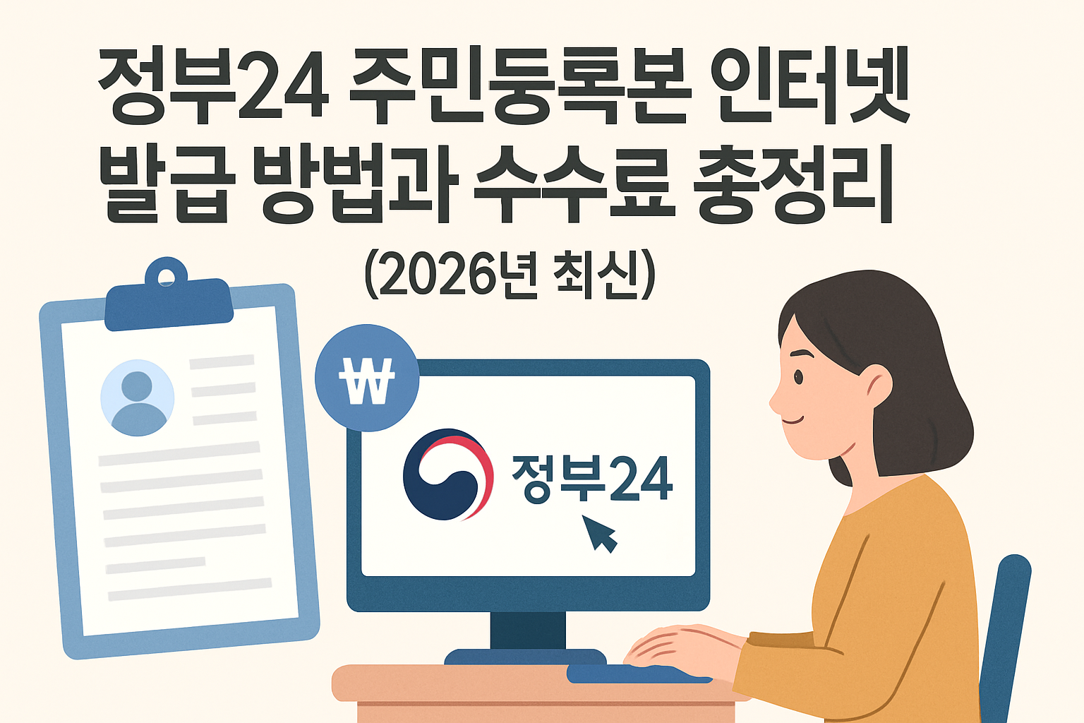 정부24 주민등록등본 인터넷 발급 방법과 수수료 총정리 (2026년 최신)